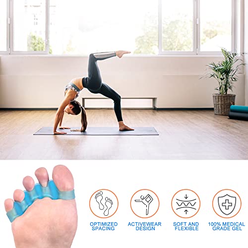 R Roocke Gel Toe Separator To Correct Bunion (4 Pcs),Bunion Corrector For Women Men Toe Spacer Hammer Toe Straightener Toe Stretcher Big Toe Separators (Blue) #TOP6