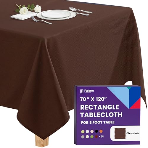 Image of Gee Di Moda Rectangle Tablecloth - 70 x 120 Inch Chocolate Table Cloth for 6 or 8 Foot Rectangle Tables - Heavy Duty Washable Fabric - for Holiday Party, Dinner, Weddings, Baby Shower & Events
