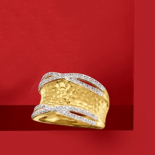 Ross-Simons 0.13 Ct. T.w. Diamond Hammered Ring In Sterling #TOP5