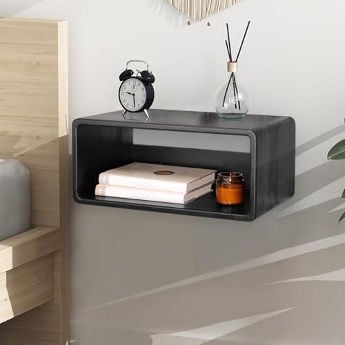 WDSHIYI Mesita de noche flotante de madera de roble, soporte de pared, elegante y minimalista, estante de noche colgante para almacenamiento de teléfono, mesa auxiliar para dormitorio, sala de estar,