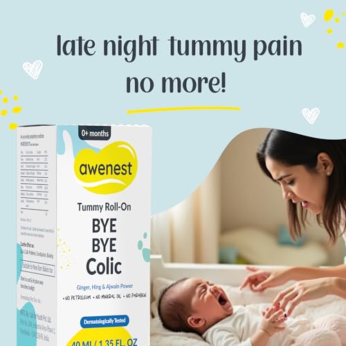 Image of Awenest Baby Tummy Roll-On for Babies | Helps Ease Gas, Colic, Constipation & Indigestion | Ayurvedic External Care with Ginger, Hing & Ajwain | Dermatologically Tested | 40ml