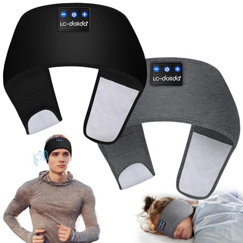 LC-dolida 2-Pack Sleep Headphones Bluetooth 5.4, Sports Bluetooth Headband Headphones Wireless with Ultra-Thin HD Stereo Speaker for Sleeping Gift Workout Yoga Travel Meditation