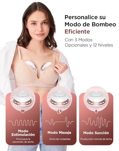 Haokoo Sacaleches Electricos Manos Libres - Discreto Extractor de Leche Materna Ultraligero 205 g, Silencioso <40 dB, 1,5× más Rápido, 3 Modos 12 Niveles, sin BPA, Indoloro, Portátil - imagen 7