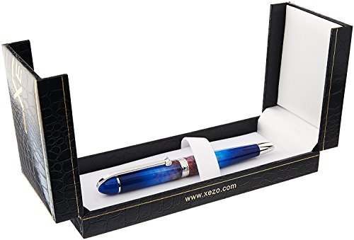 Xezo “O Sole Mio” Hand Enameled Platinum Plated Brass Serialized Fine Fountain Pen. Screw-On Cap, Multicolor (O Sole Mio F) #TOP2