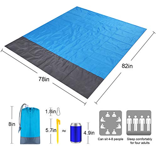 78"X 82"Beach Mat Sand Free, Waterproof And Quick-Drying Beach Blanket 200*210Cm , Suitable For 4-7 Adults Picnic Trips, Camping, Hiking And Music Festivals, Park Lawn Mat With Windproof Nails #TOP1