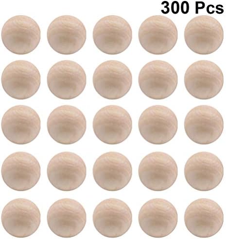 Milisten 300Pcs No Hole Wood Beads 10MM Unfinished Wooden Loose Beads for Jewelry Making Supplies