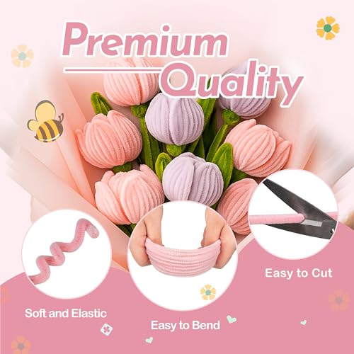 Image of brenzo Pipe Cleaners Craft Kit, 400-Piece Flower Making Set