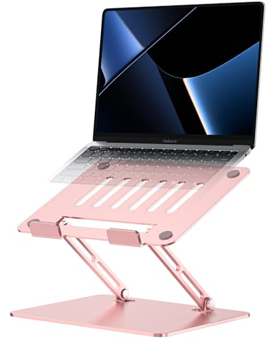 LOXP Adjustable Laptop Stand, Ergonomic Computer Stand for Desk, Aluminum Ventilated Colling Printer Stand Compatible with MacBook Pro Air, HP, 10-15.6