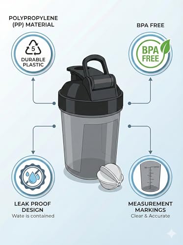 Image of Protein Mini Gym Shaker| Bottle 300ML with Blender Ball (Black) polypropylene