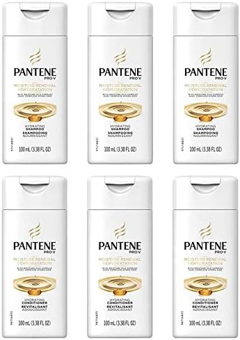 Pantene Shampoo & Conditioner Bundle, Daily Moisture Renewal, 3.38 Oz Travel Size (3 Duo Sets)