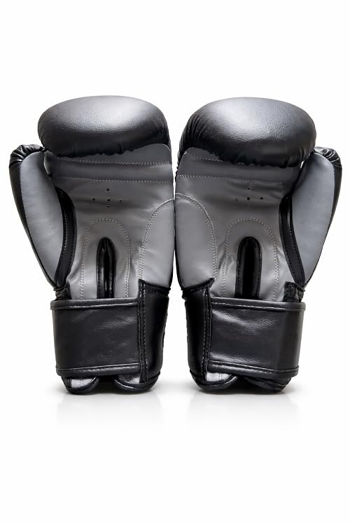 Le Buckle Unisex Boxing Gloves 12 oz Black & Grey - Image 3