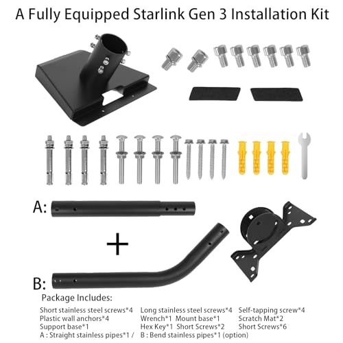 Starlink Mount Gen 3 - Kit de montaje de antena ajustable para antena parabólica Starlink - Accesorios de soporte de montaje en pared y poste para kit de Internet Starlink - imagen 7