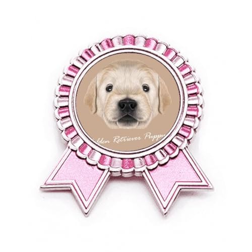 Broche rose chiot retriever en métal M idéale pour égayer un manteau d'hiver