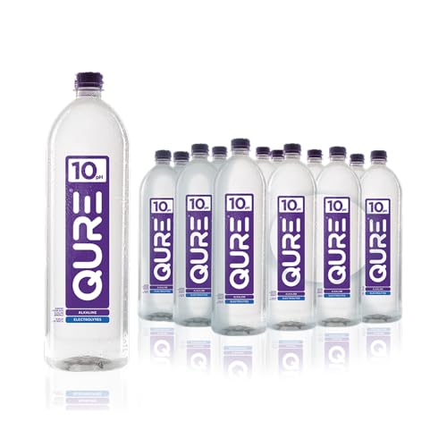 QURE Water 1.5L (Pack of 12) – 10 pH Alkaline Water with Electrolytes, Silky Smooth Taste