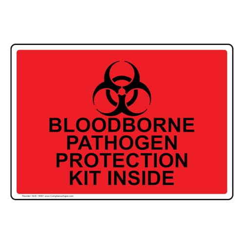 ComplianceSigns.com Bloodborne Pathogen Protection Kit Inside Label Decal, 5x3.5 in. 4-Pack Vinyl for Facilities