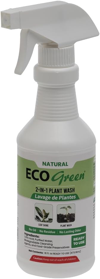 Environmental Plant Management ECO Green Ready-to-Use | Spray & Walk Away Leaf Cleaner for Live & Artificial Plants | No Wipe Plant Wash | Pet Safe, Indoor & Outdoor Use