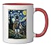 Van Gogh Starry Night Cool Art Team Youth Boys Soccer Player Ceramic Mug, Red/White