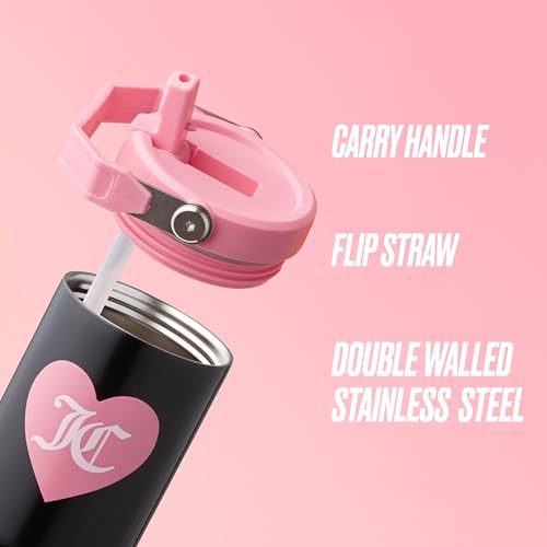 Juicy Couture Flip Flow 2-Pack Mommy & Me Gift Set, 20oz & 30oz Insulated Travel Mugs With Pop-Up Straw and Easy Carry Handle, Black by Juicy Couture - Image 3