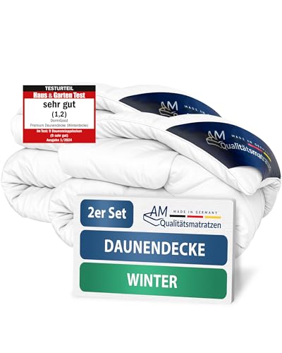 DormiGood Daunendecke 140x200 Winter 2er Set - Made in Germany - 100% Extraweiche Daunen - Kuschelige Winterdecke 140x200 - Oeko-TEX zertifizierte Federbettdecke 140 x 200 - Bettdecke