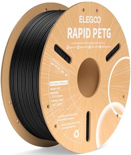 ELEGOO Rapid PETG Filament 1.75mm Schwarz 1KG | High-Speed bis 600mm/s 3D Drucker Filament, Maßgenauigkeit +/- 0,02mm, 1kg Spule (2.2lbs), Kompatibel mit FDM 3D Drucker