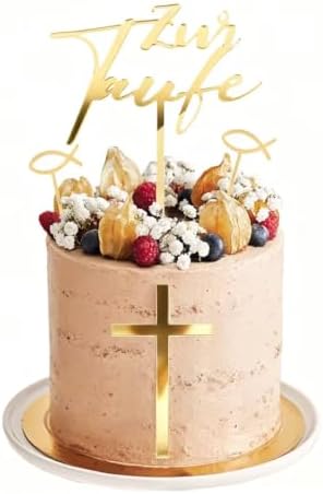 Gyufise 24 Glitzer Kreuz Cupcake Topper – Set Mit „Gott Segne“-Motiv, 7x11 Cm, Aus Papier, Roségold – Für Taufe, Erstkommunion & Religiöse Partys