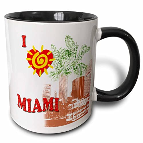 3dRose I love Miami. Florida. Popular saying 11oz Two-Tone Black Mug