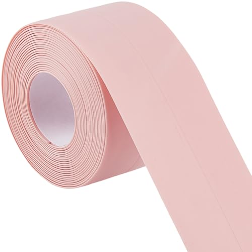 CRASPIRE 10.5 Feet Bath Sealant Strip Pink Sealing Tape PVC Waterproof Self Adhesive Kitchen Toilet Bathtub Surround Edge Corner Protector Caulking Decorative Tape for Bathroom Floor Caulk Sink Shower