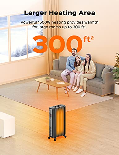 Dreo Radiator Heater, 2021 Upgrade 1500W Electric Portable Space Oil Filled Heater & 24" Space Heater, 10Ft/S Fast Quiet Heating Portable Electric Heater, Black #TOP2