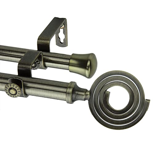 Rod Desyne Hoop 13/16" Double Curtain Rod, 28-48 inch, Antique Brass