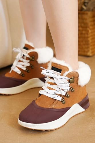 Project Cloud Waterproof Snow Boots for Women - Memory Foam Insole Non-Slip Womens Snow Boots & Winter Shoes with Shoe Lace - Lightweight Indoor Outdoor Shoes