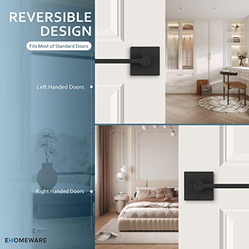 Ehomeware 6 Pcs Matte Black Door Handles, Door Knobs Interior In Black Finish, Passage Door Knobs Heavy Duty Contructions, Keyless Hallway Closet Door Knobs, Modern Door Levers #TOP4