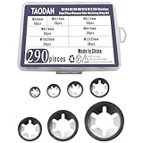 TAODAN 290PCS 304 Stainless Steel Plum Blossom Hole Retaining Ring Set M3 M4 M5 M6 M8 M10 M12 for Mechanical Equipment Industrial Production Vibration Damping Bearings Mechanical