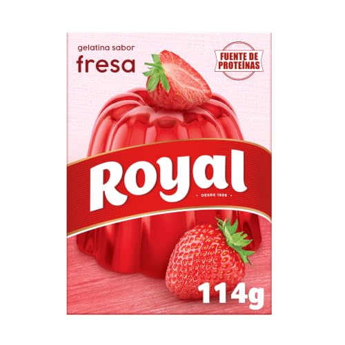 Royal Gelatina Sabor Fresa, Preparado en Polvo 10 Raciones, Pack 2 x 57 g - 114 g
