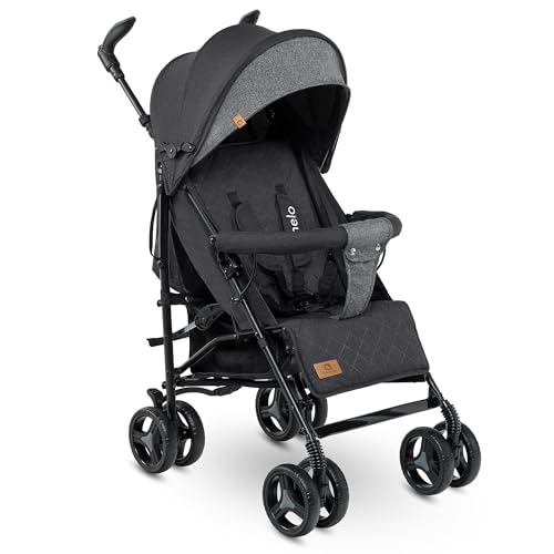 LIONELO Irma Passeggino Leggero e pieghevole per bambini da 6 mesi fino a 3 anni Compatto con schienale regolabile, Posizione sdraiata, Cinture 5punti, Zanzariera Cappottina XXL