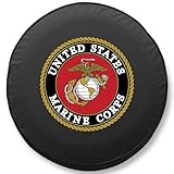 United States Marine Corps Tire Cover - Size J - (27'x8') on Black Vinyl