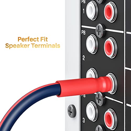 Gearit 14 Awg Speaker Cable Wire With Banana Plugs (2 Pack, 3.3 Feet - 1 Meter) 14Ga Gauge Banana Wire For Bi-Wire Bi-Amp Hifi Surround Sound - 99.9% Ofc Copper, Gold Plated Tips - Navy, 3 Ft #TOP4