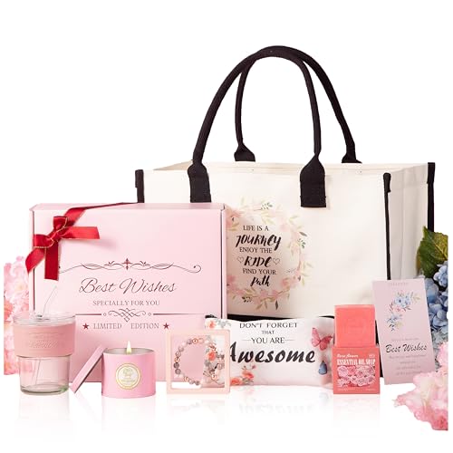 Evelunya Coffret cadeau luxueux pour femme avec bougies parfumées aux vraies fleurs