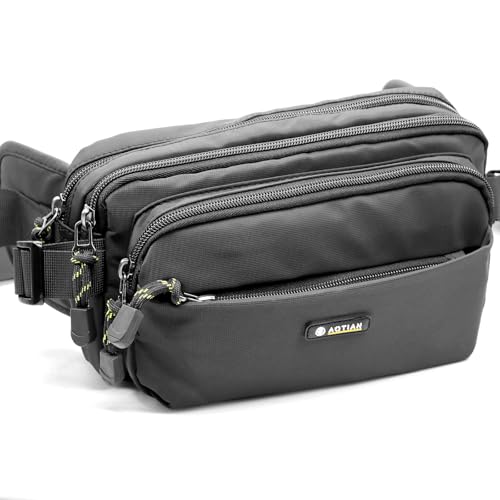 ZHIYUQL® Bauchtasche wasserdichte Für Herren Damen, Hüfttasche Mit 5 Einzelfächern Reißverschluss Gürteltasche Für Hundespaziergänge, Outdoor, Laufen, Reise, Wanderung (Schwarz)