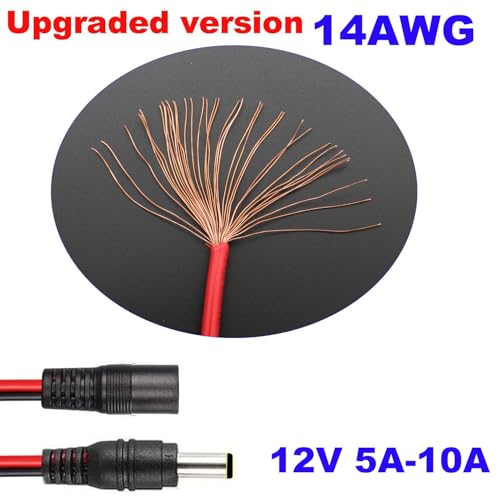 RUNCCI-YUN 14AWG 3m Cable de Extensión 2.1mm x 5.5mm Plug DC Macho a Hembra Conector Extensiones de Corriente CC para, LED, Cámara CCTV Potencia, Coche, Monitores y Más - imagen 3