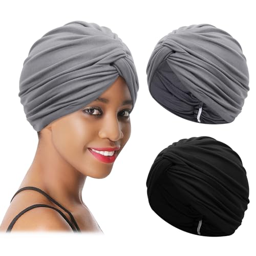 XEPST 2 Piezas Turbantes para Mujer, Pañuelos Quimioterapia, Gorros Oncologicos para Mujer, Cancer Pañuelos Cabeza Mujer Gorros de Dormir Gorro Turbante Pelo Mujer para Pérdida de Pelo