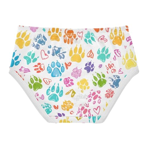 Cotton Toddler Underwear Custom Colorful Paw Print White Panties for Girl Fun Undies Kids Briefs 2t2