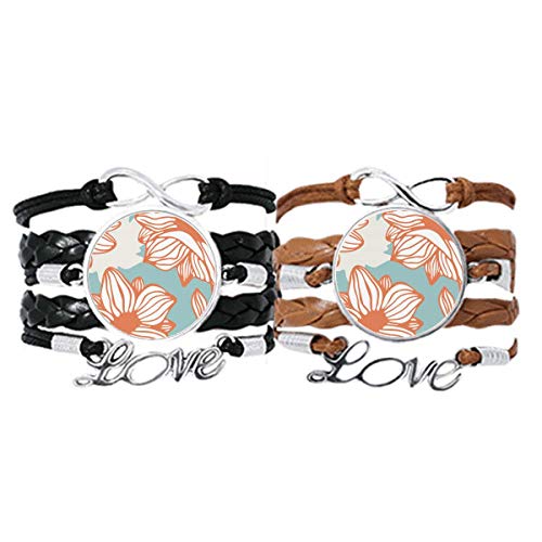 Bracelet amour couple cuir peinture orange, le lien éternel de vos sentiments