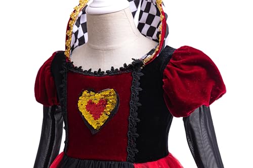 Disfraz de Reina de Corazones rojo para niñas 4-5 años miniatura 4