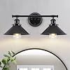 Alynzee 2 Light Bathroom Vanity Light FixturesFarmhouse Wall Sconce Matte Black Finish Industrial Bathroom Vanity Lighting for Bathroom Kitchen Living Room Workshop Cafe