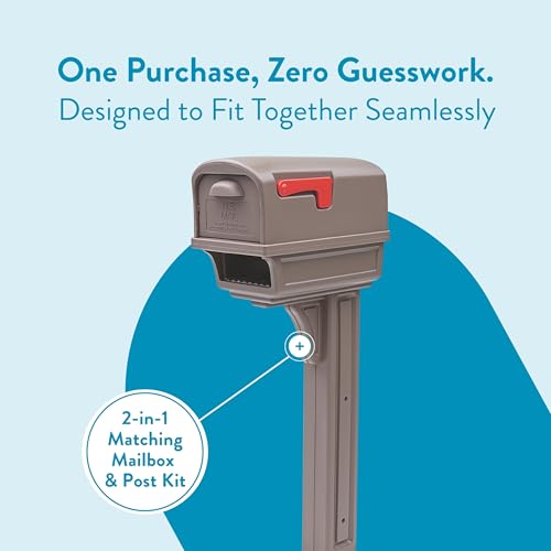 Architectural Mailboxes Gentry™ Rust-Proof Plastic Post Mounted Mail Box for Outside with Post, Mocha, Large Curbside Mailbox, USPS Approved for Residential Delivery by ARCHITECTURAL MAILBOXES - Used condition - US$68.95