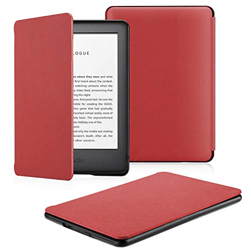 OMOTON Custodia Intelligente per Nuovo Kindle 2019 ((Versione Base 10a Generazione)), Auto Wake/Sleep, Smart Case Cover in PU Pelle Sottile e Leggera, Rosso