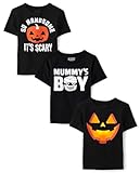 The Children's Place,Baby Boys,and Toddler All Holidays Short Sleeve Graphic T-Shirts,Multipacks,Handsome Pumpkin/Mummy/Pumpkin 3-Pack,3 Years