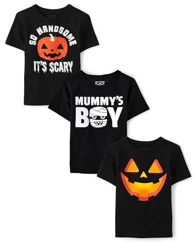 The Children's Place,Baby Boys,and Toddler All Holidays Short Sleeve Graphic T-Shirts,Multipacks,Handsome Pumpkin/Mummy/Pumpkin 3-Pack,2 Years