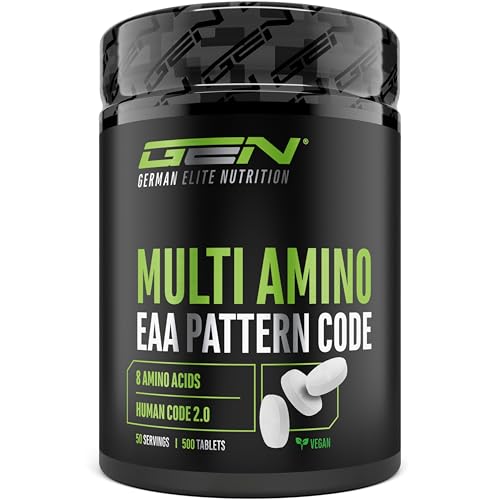 EAA Multi Amino - 500 Tabletten mit je 1000 mg - Human Code Formel mit 8 essenziellen Aminosäuren - Aus pflanzlicher Fermentation - Hochdosiert, vegan & laborgeprüft