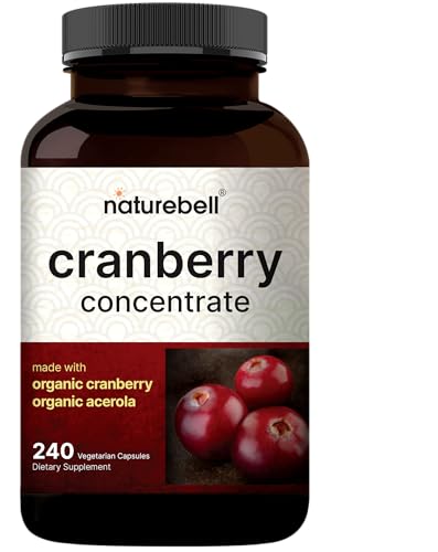 NatureBell Cranberry Pills with Acerola, 240 Veggie Capsules | Fresh Cranberries Extract – Organic